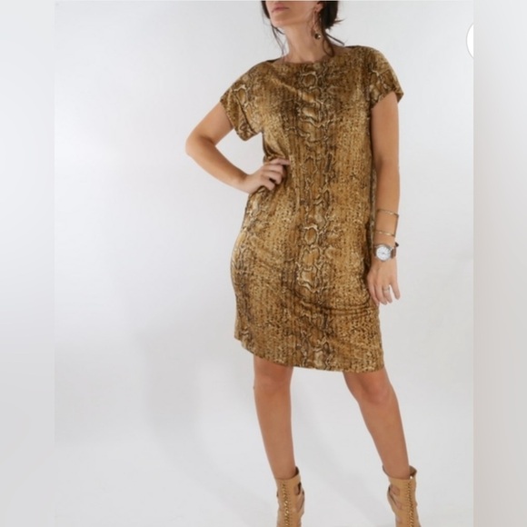 TORY BURCH Snake Print Silk Short Sleeve Dress size small - Picture 3 of 14